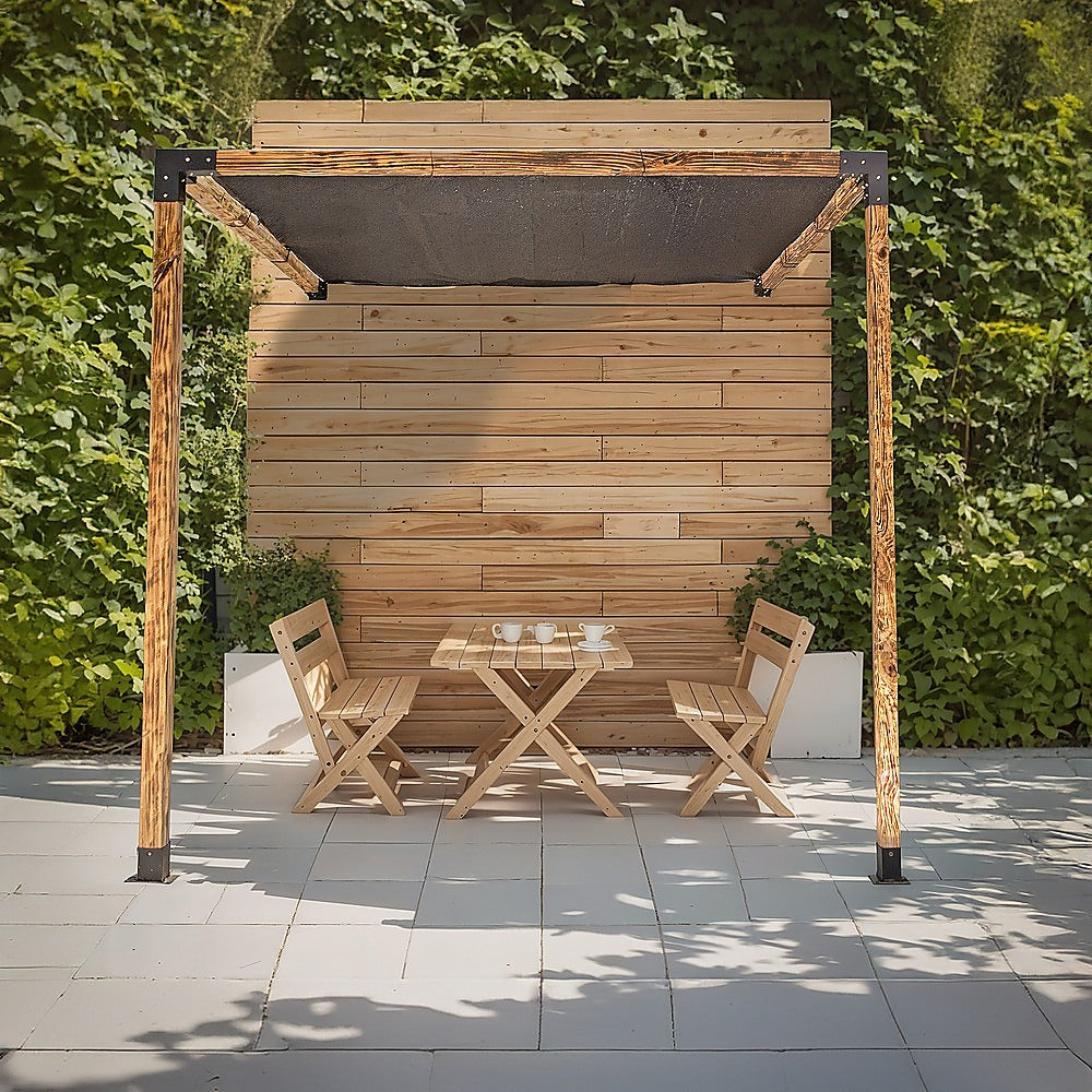 Roof Pergola Gazebo Shed Matte Black Steel Brackets and Black Screen DIY Kits V63-848311