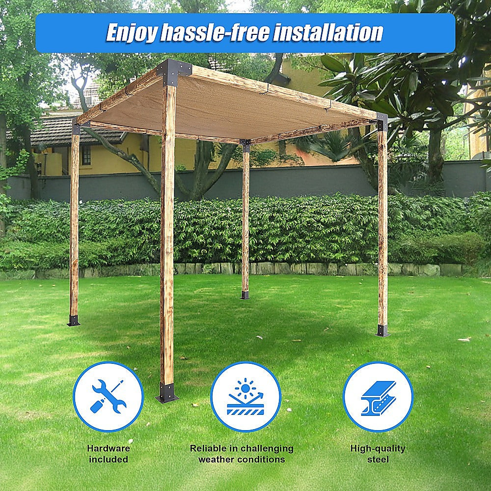 Roof Pergola Gazebo Shed Matte Black Steel Brackets and Black Screen DIY Kits V63-848311