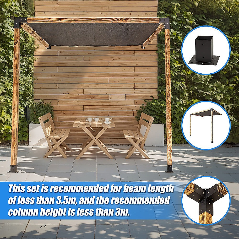 Roof Pergola Gazebo Shed Matte Black Steel Brackets and Black Screen DIY Kits V63-848311