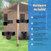Roof Pergola Gazebo Shed Matte Black Steel Brackets and Black Screen DIY Kits V63-848311