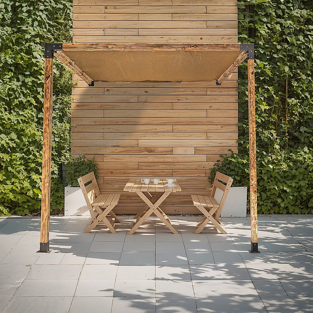 Roof Pergola Gazebo Shed Matte Black Steel Brackets and Coffee Screen DIY Kits V63-848321