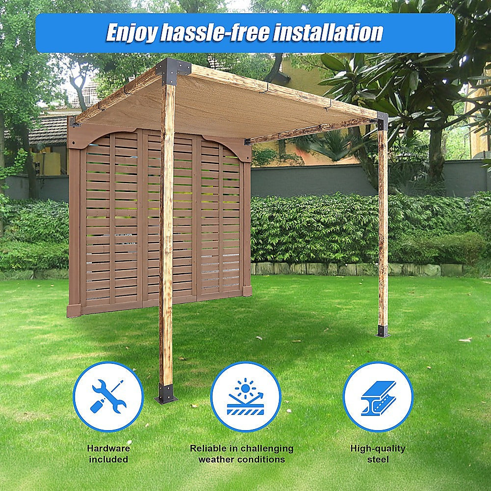Roof Pergola Gazebo Shed Matte Black Steel Brackets and Coffee Screen DIY Kits V63-848321