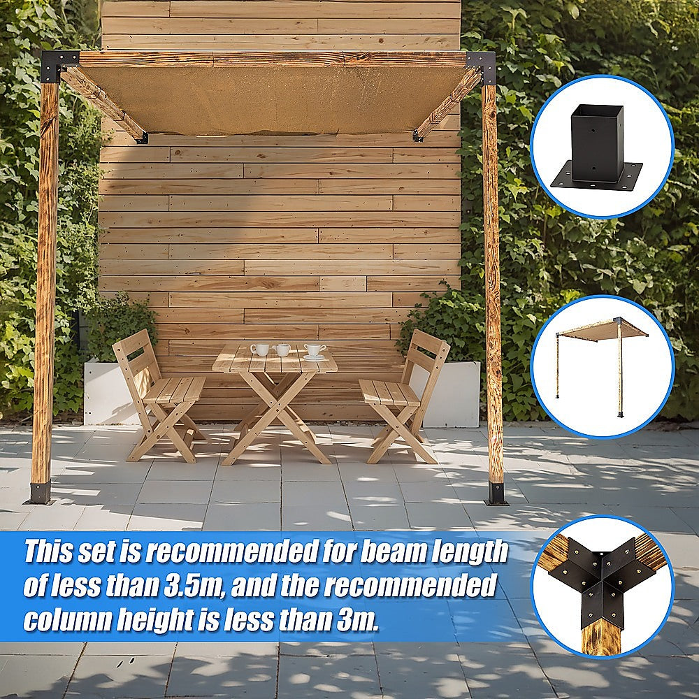 Roof Pergola Gazebo Shed Matte Black Steel Brackets and Coffee Screen DIY Kits V63-848321