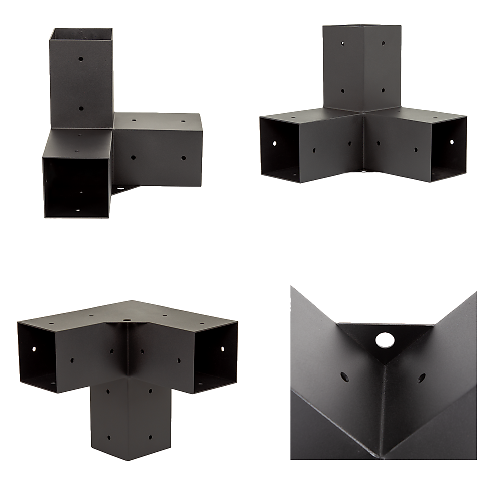Roof Pergola Gazebo Shed Matte Black Steel Brackets and Coffee Screen DIY Kits V63-848321