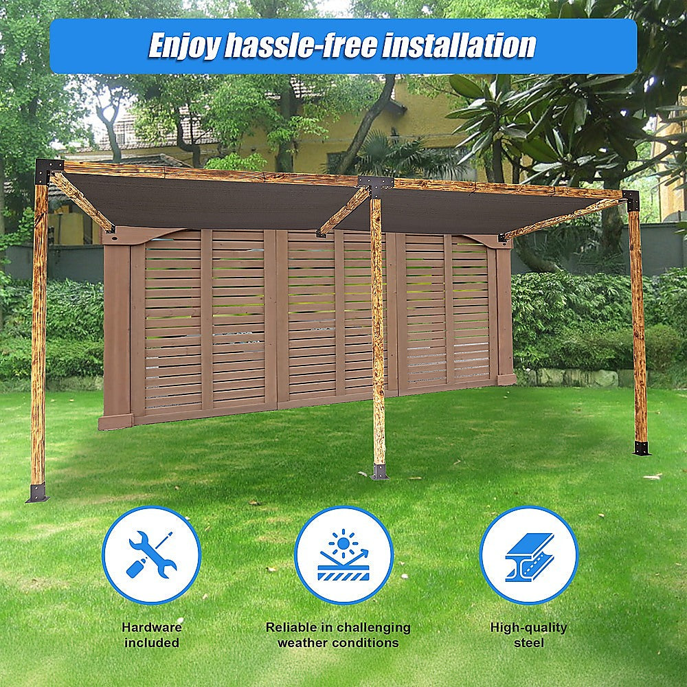 Roof Pergola Gazebo Shed Matte Black Steel Brackets and Black Screens DIY Kits V63-848331
