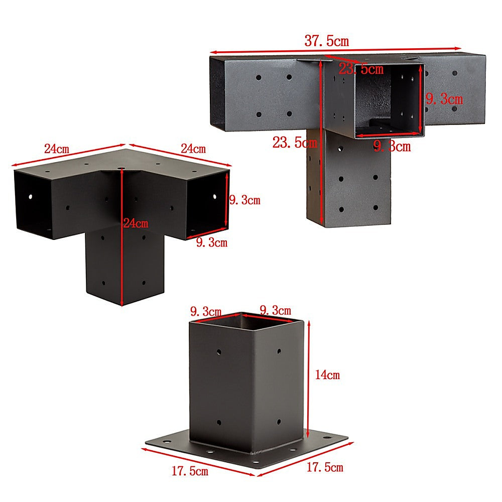 Roof Pergola Gazebo Shed Matte Black Steel Brackets and Black Screens DIY Kits V63-848331