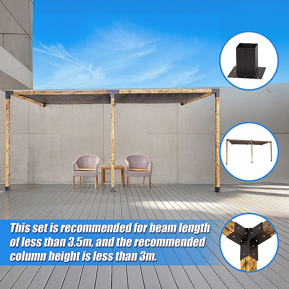 Roof Pergola Gazebo Shed Matte Black Steel Brackets and Black Screens DIY Kits V63-848331