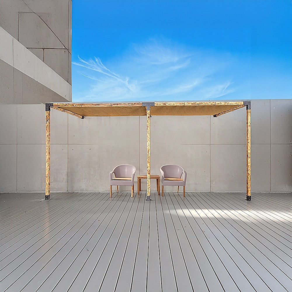 Roof Pergola Gazebo Shed Matte Black Steel Brackets and Coffee Screens DIY Kits V63-848341