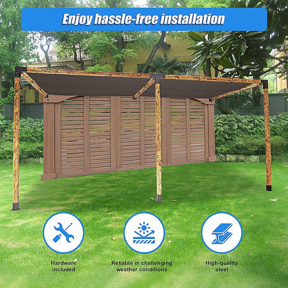 Roof Pergola Gazebo Shed Matte Black Steel Brackets and Coffee Screens DIY Kits V63-848341