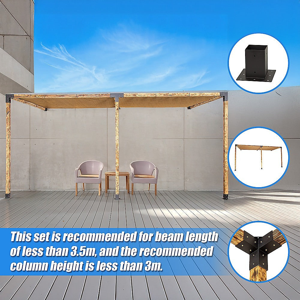 Roof Pergola Gazebo Shed Matte Black Steel Brackets and Coffee Screens DIY Kits V63-848341