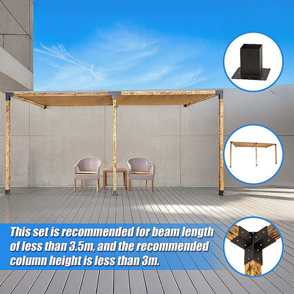 Roof Pergola Gazebo Shed Matte Black Steel Brackets and Coffee Screens DIY Kits V63-848341