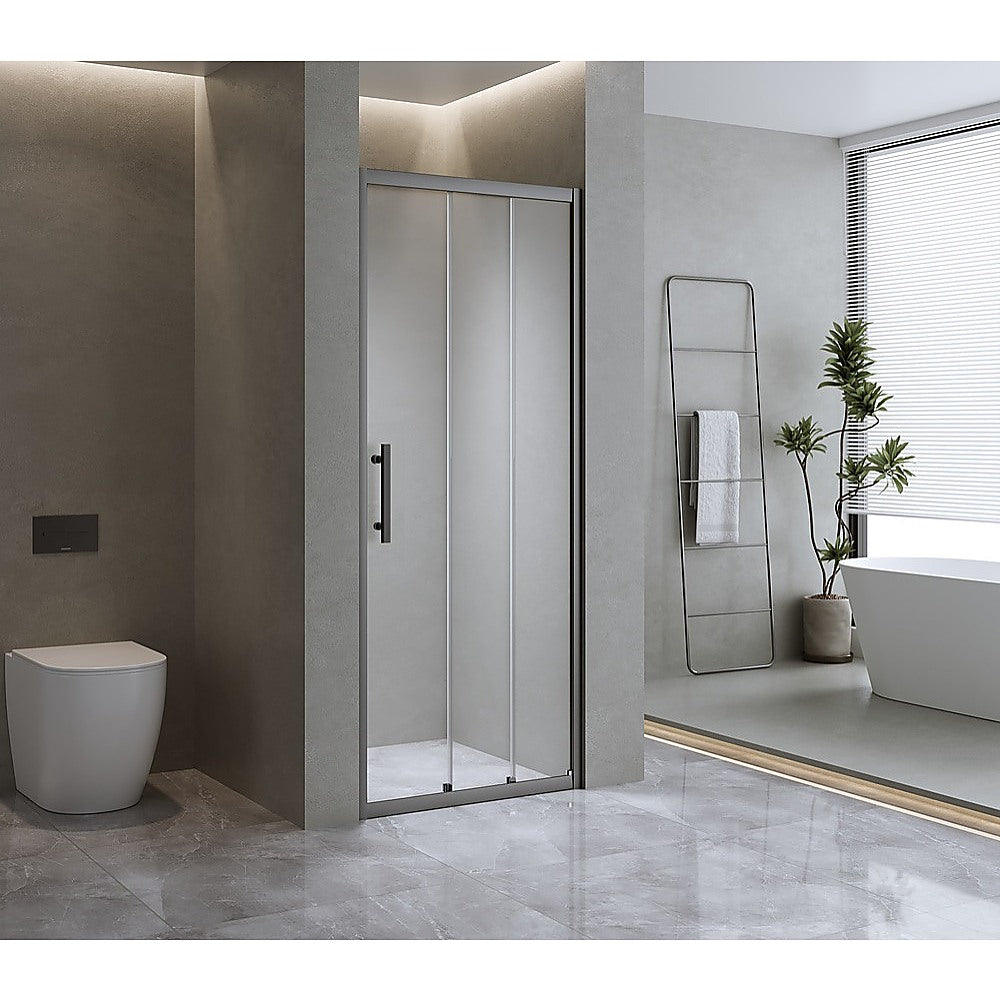 40mm Adjustable Contemporary Wall to Wall Black Sliding Shower Screen 116-120cm V63-848401