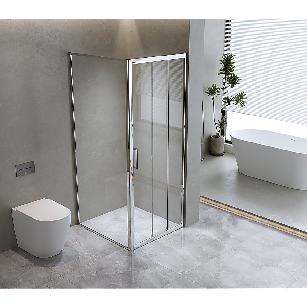 40mm Adjustable Contemporary Corner Sliding Chrome Shower Screen 86x80cm V63-848601