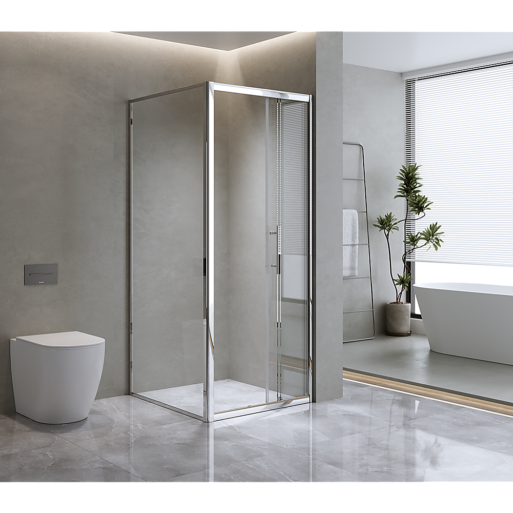 40mm Adjustable Contemporary Corner Sliding Chrome Shower Screen 86x80cm V63-848611