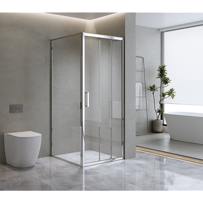 40mm Adjustable Contemporary Corner Sliding Chrome Shower Screen 120x80cm V63-848681