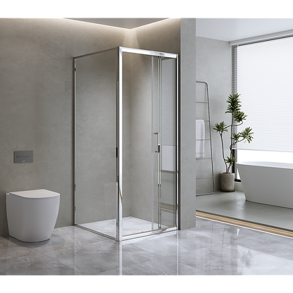 40mm Adjustable Contemporary Corner Sliding Chrome Shower Screen 90x92cm V63-848741