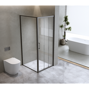40mm Adjustable Contemporary Corner Sliding Black Shower Screen 116x80cm V63-849021
