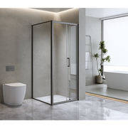 40mm Adjustable Contemporary Corner Sliding Black Shower Screen 120x80cm V63-849041
