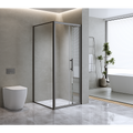 40mm Adjustable Contemporary Corner Sliding Black Shower Screen 120x80cm V63-849061