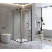 40mm Adjustable Contemporary Corner Sliding Black Shower Screen 120x80cm V63-849061