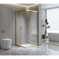Adjustable 1000x1000mm Double Sliding Door Glass Shower Screen in Gold V63-849351