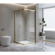 Adjustable 1000x1000mm Double Sliding Door Glass Shower Screen in Gold V63-849351