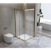 Adjustable 1000x1000mm Double Sliding Door Glass Shower Screen in Gold V63-849351