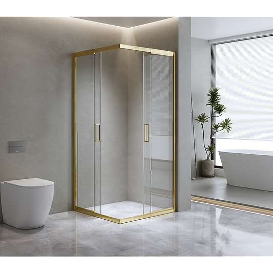 Adjustable 1000x1200mm Double Sliding Door Glass Shower Screen in Gold V63-849361