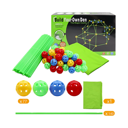 217pcs Kids Construction Fort Building Kit Castles 3D Play House Tent Toys V63-849541