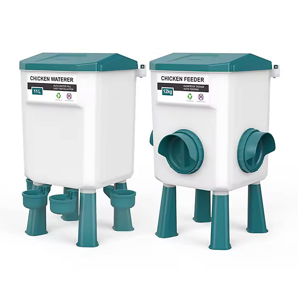 Chicken Feeder Water Food Treadle Poultry Feeding 12KG Large Capacity 11L V63-849551