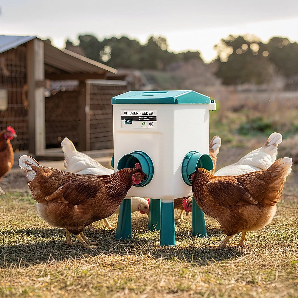 Chicken Feeder Water Food Treadle Poultry Feeding 12KG Large Capacity 11L V63-849551