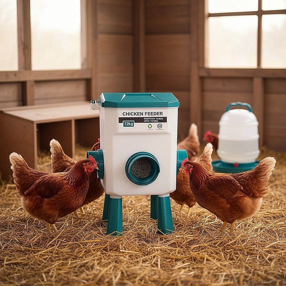 Chicken Feeder Water Food Treadle Poultry Feeding 12KG Large Capacity 11L V63-849551