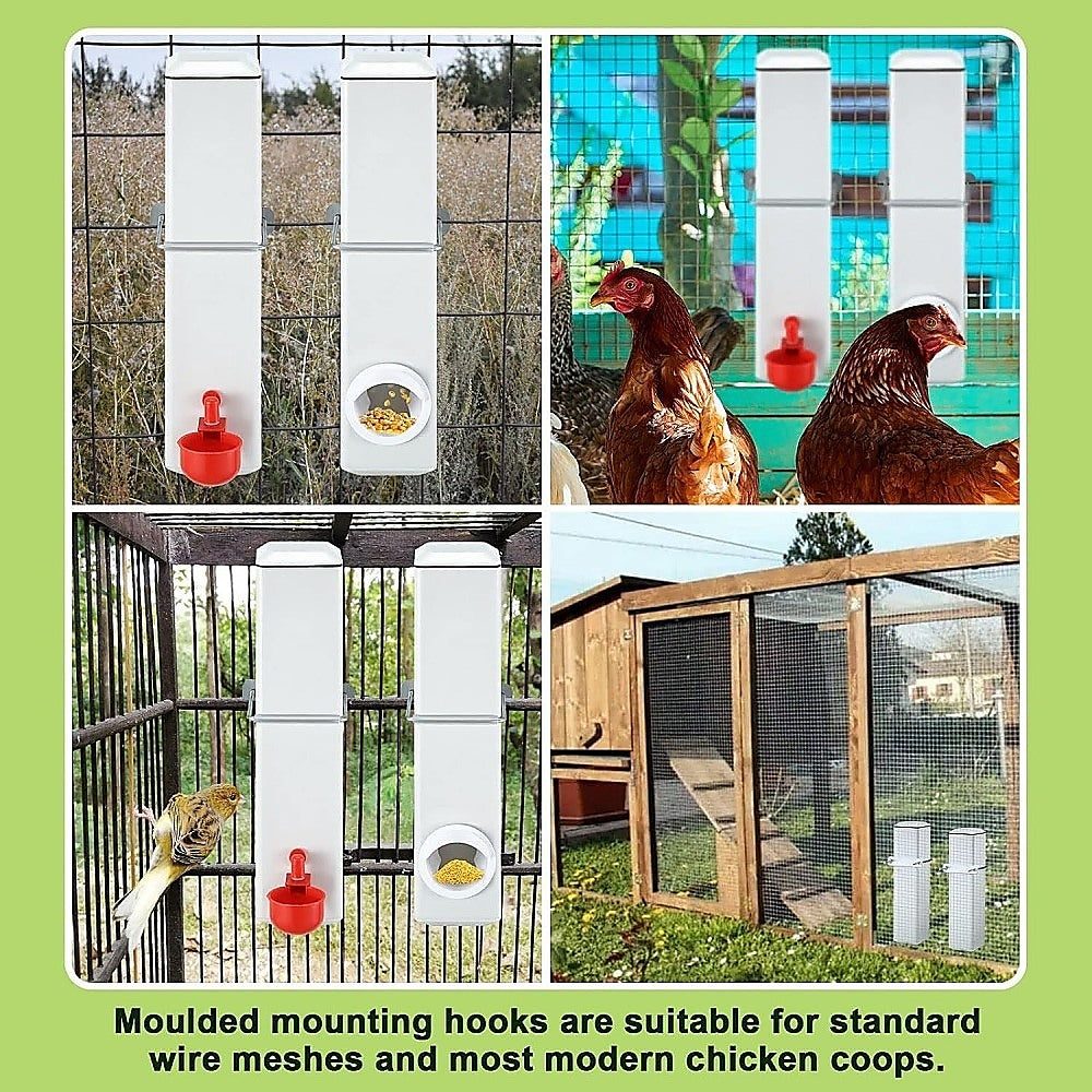 Chicken Bird Feeder Water Dispenser Automatic Waterer Poultry Food Drinker 4L V63-849561