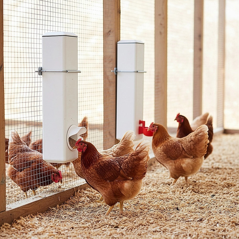 Chicken Bird Feeder Water Dispenser Automatic Waterer Poultry Food Drinker 4L V63-849561