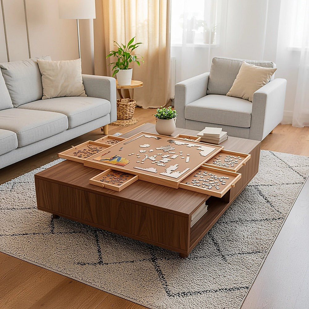 1500 Piece Rotating Wooden Jigsaw Puzzle Table 6 Drawers Board V63-849571