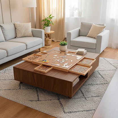1500 Piece Rotating Wooden Jigsaw Puzzle Table 6 Drawers Board V63-849571