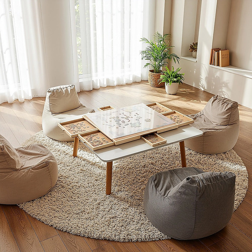 1500 Piece Rotating Wooden Jigsaw Puzzle Table 6 Drawers Board V63-849571