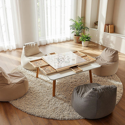 1500 Piece Rotating Wooden Jigsaw Puzzle Table 6 Drawers Board V63-849571
