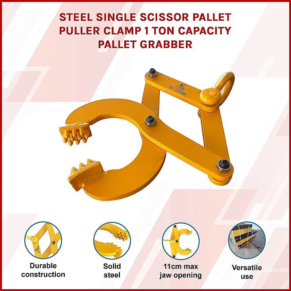 Steel Single Scissor Pallet Puller Clamp 1 Ton Capacity Pallet Grabber V63-849581