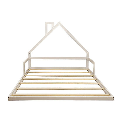 Pine Wood Floor Bed House Frame for Kids and Toddlers V63-849601