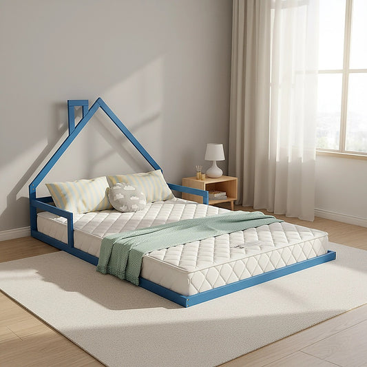 Pine Wood Floor Bed House Frame for Kids and Toddlers V63-849611