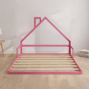 Pine Wood Floor Bed House Frame for Kids and Toddlers