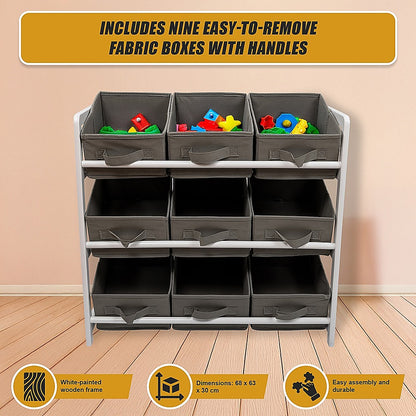Kids Toy Box Storage Unit Drawers Childrens Bedroom Shelf Baby Nursery Furniture Grey V63-849661