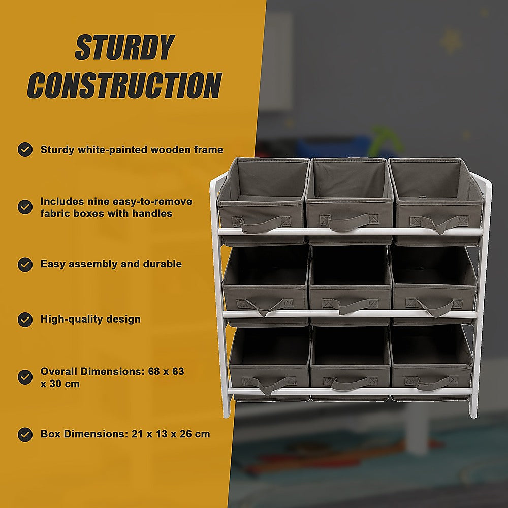 Kids Toy Box Storage Unit Drawers Childrens Bedroom Shelf Baby Nursery Furniture Grey V63-849661