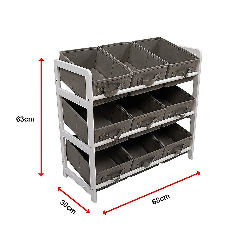 Kids Toy Box Storage Unit Drawers Childrens Bedroom Shelf Baby Nursery Furniture Grey V63-849661