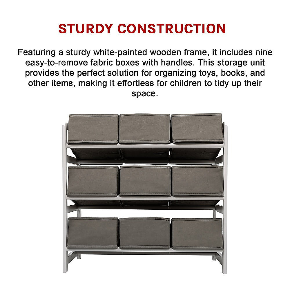Kids Toy Box Storage Unit Drawers Childrens Bedroom Shelf Baby Nursery Furniture Grey V63-849661