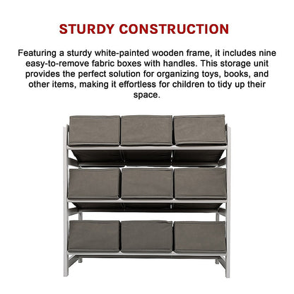 Kids Toy Box Storage Unit Drawers Childrens Bedroom Shelf Baby Nursery Furniture Grey V63-849661