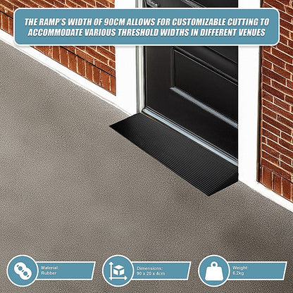 Cuttable Threshold Ramp Rubber Wheelchair Ramp Solid 4 cm Rise 90 cm Wide V63-849671