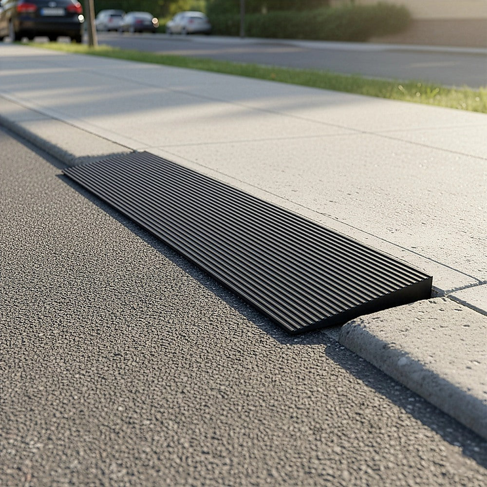 Cuttable Threshold Ramp Rubber Wheelchair Ramp Solid 4 cm Rise 90 cm Wide V63-849671