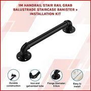 1m Handrail Stair Rail Grab Balustrade Staircase Banister + Installation Kit V63-850211